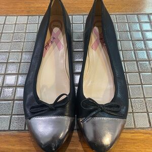 Black and Silver Ballet Flats - Classic Two-Tone Women's Shoes